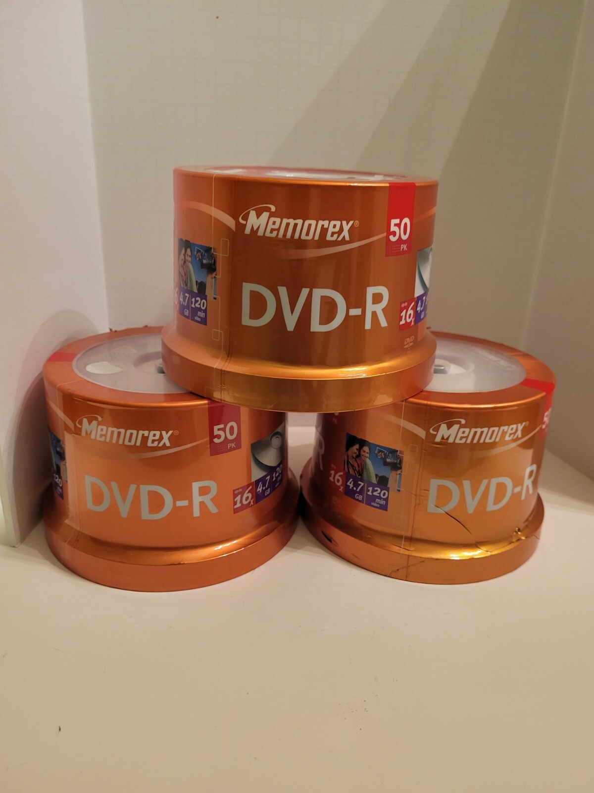 (3) Memorex DVDR 50 Pack 16X 4.7GB 120 Min Brand New Factory Sealed 3