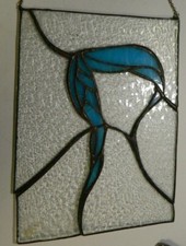 Handcrafted Leaded Stained Glass Abstract Art Suncatcher 11" x 8.75" Excellent