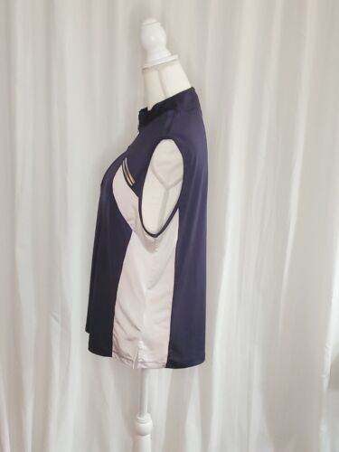 Jamie Sadock Women Purple And White Sleeveless Athleisure Top Quarter Zip Sz XL - 第 3/4 張圖片
