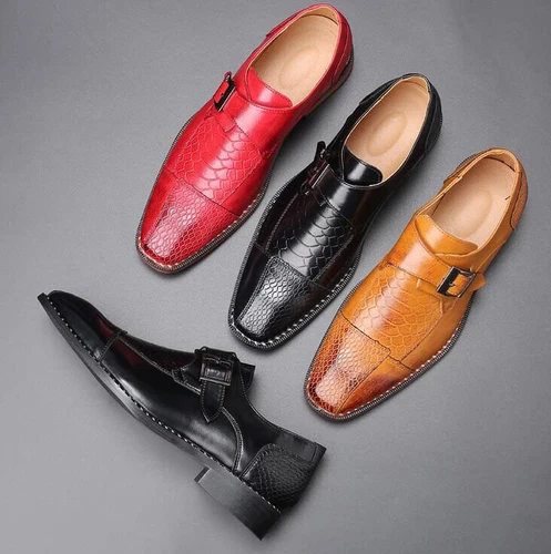 Scarpe da sposa eleganti da uomo inglesi eleganti formali fibbia punta a punta Oxford slip-on - Foto 8 di 25