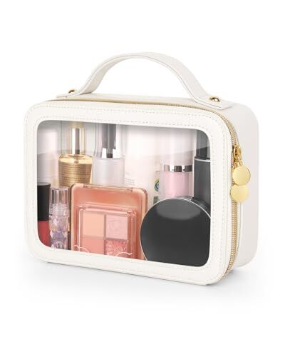 Clear Makeup Bag, Portable Travel Cosmetic Bags, Multipurpose Medium Beige Clear Makeup Bag, Portable Travel Cosmetic Bags, Multipurpose Medium Beige