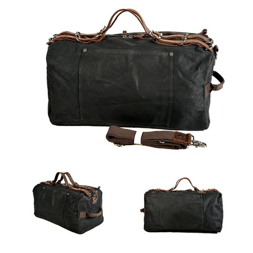 Men's Travel Duffle Bag Large Waxed Canvas Crossbody Tote Bags Holdall Handbags - Picture 8 of 13