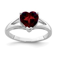 Sterling Silver Rhodium Garnet Ring Size 6
