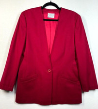 Pendleton Blazer Womens 14 Red Button Coat 100 Virgin Wool Lined USA Vintage