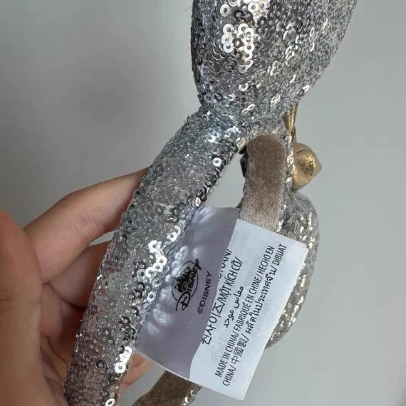 Diadema con arco de orejas de Minnie plateada joya castillo parques Disney lentejuelas París Foto 4 de 4