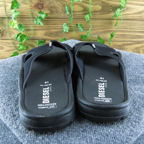 Sandalias Diesel Hombre Deslizables Negras Sintéticas Sin Cordones Talla 13 Medianas - Imagen 5 de 9