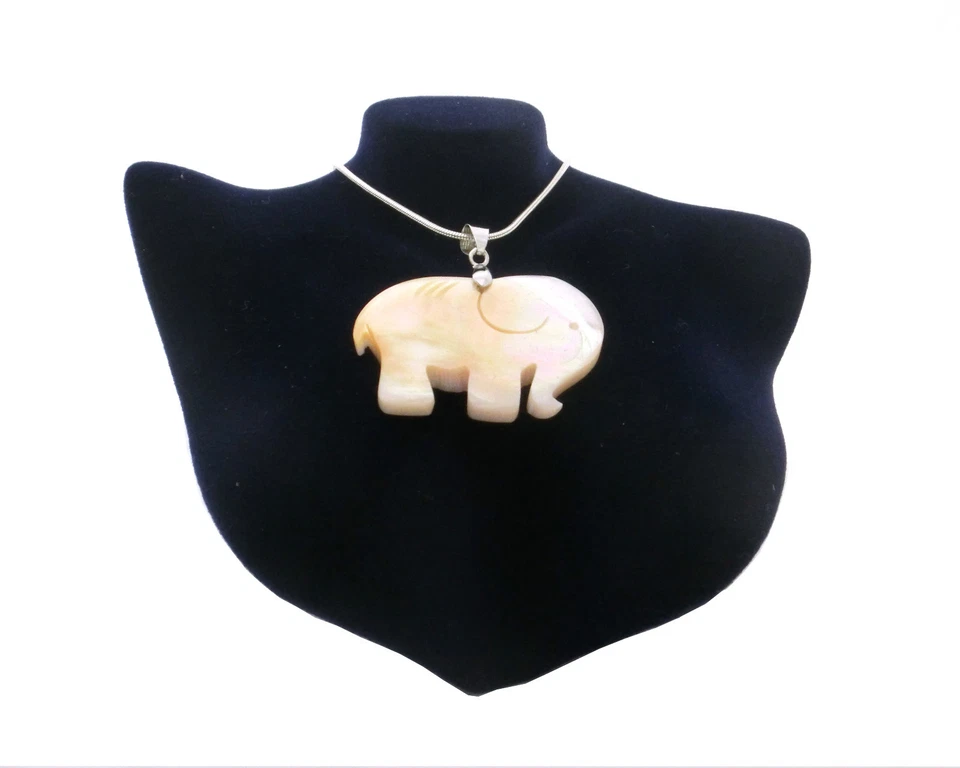 Anhänger Elefant aus echtem Perlmutt, Naturmaterial, mit silberner Kette - Bild 2 von 3