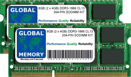 8GB (2 X 4GB) DDR3 1866MHz PC3-14900 204-PIN Sodimm Kit Memoria RAM Per Laptop - Foto 1 di 1