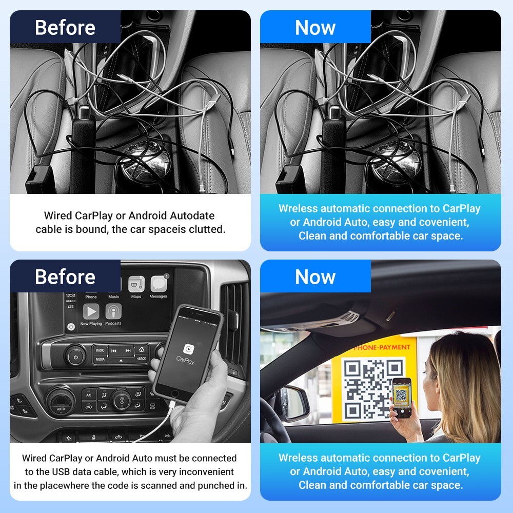 Ottocast Car TV Mate 4 Carplay&Android Auto Adapter w/HDMI Stream Video & Music