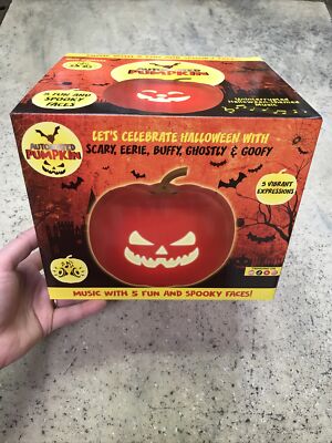 Automated Pumpkin with 5 Different Spooky Faces Built-in Speakers LEDs - NEW NIB