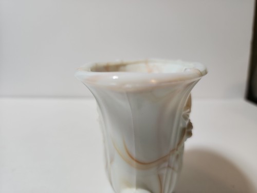 Vintage Akro Agate Orange/White Marbled Slag Glass Easter Lily Vase - Picture 10 of 15