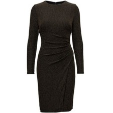 NWT Lauren Ralph Lauren Womens Size 10 Bronze Metallic Ruched Sheath Dress NEW