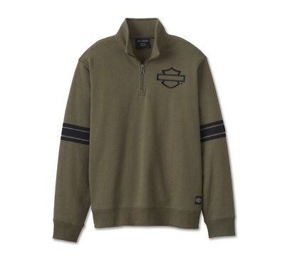 Harley-Davidson Bar & Shield 1/4 Zip Fleece Pullover Gr. XL - Grün Sweater