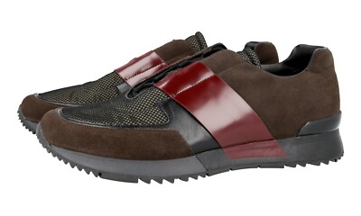 PRADA Suede Prax Sneaker - 4E2572 - Brown Grey Bordeaux - NEW - 9 43