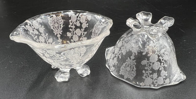 Rose Point by Cambridge, Footed Nut Cups 3400/71, Unused Condition - 663B