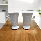 Homer Laughlin Fiestaware Pedestal Mugs Set of 2 White 16oz Vintage Retired USA