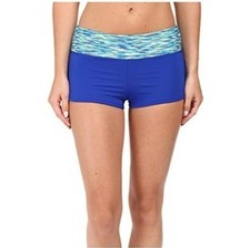 TYR Durafast Women's Blue Active Della Boy Shorts Swim Bottom sz M 8 New