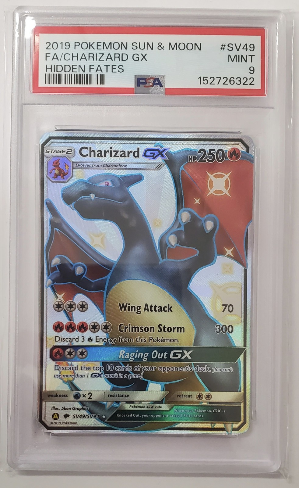Charizard GX SV49/SV94 - Hidden Fates: Shiny Vault - PSA 10 - English PTCG