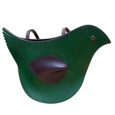 mina perhonen Tori Bag Leather Shoulder Bag Green x Burgundy Exc cond RARE