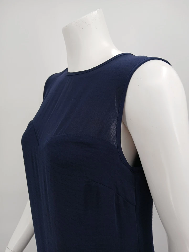 Camilla And Marc Navy Dress Size 6 Sleeveless Pleated Sheer On Top — 第 3/4 张图片