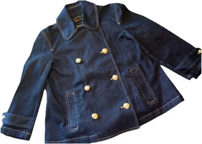 74 Rare NWT Vintage Ralph Lauren Double Breasted Denim Swing Jacket Blazer S - Image 1 of 4