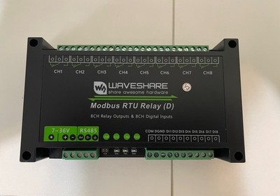 Waveshare Industrial Modbus RTU 8-Ch Relay Module (D) With Digital Input