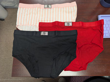 Victoria's Secret Panty Lot Of 3 Brief Panty Black Red Pink Stripes XL NWT