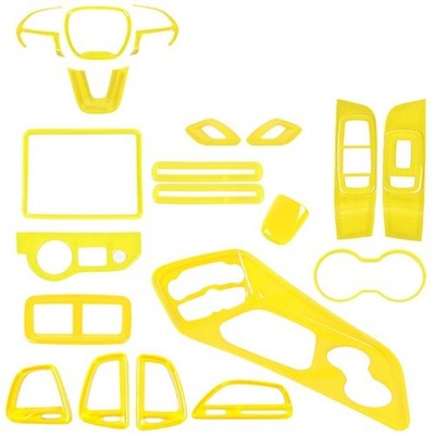 21x Full Interior Center Console Trim Cover Kit Yellow For Dodge Challenger 15+