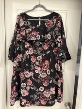 Jessica Howard Women's Floral Print Dress Black And Pink Metallic Accents 16