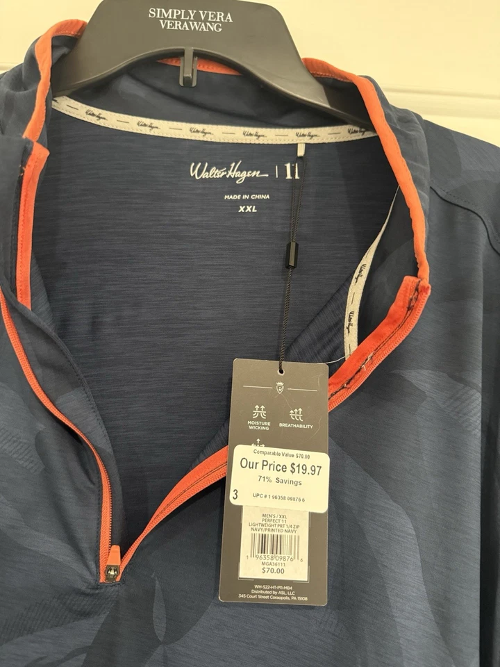 Рубашка для гольфа с длинным рукавом Walter Hagen размер 2X мужская - с бирками темно-синяя - Изображение 4 из 4