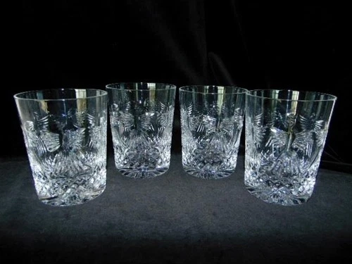 4 Vintage WATERFORD Crystal MILLENIUM Happiness Bow Pattern Tumbler Glasses