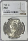 1923 $1 Peace Silver One Dollar US NGC MS63 Philadelphia