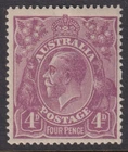 AUSTRALIA KGV - 1922 Single Wmk 4d VIOLET  SG 64 MNH Cv $75 [F7457]