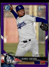 2018 Bowman Chrome Dennis Santana #BCP36 Purple Refractor 136/250 Dodgers (RC)