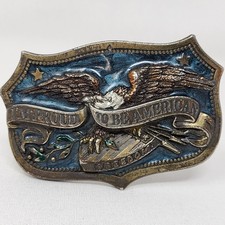 Vintage 1984 USA I'm Proud To Be American Brass Tone Great American Buckle Co.