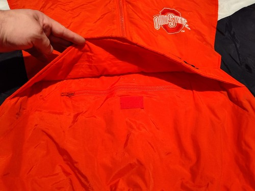 Vtg 90s Logo 7 Ohio State Buckeyes OSU Pullover Quilt Lined Jacket L Front Pouch - Picture 10 of 22