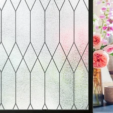 Window Privacy Film Stained Glass Static Clings, Bathroom Frosted Leaded Deco...