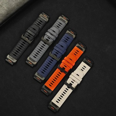 Fluororubber Watch Band For Garmin Fenix 8 7X 7Pro Epix Pro 22mm Orange QuickFit