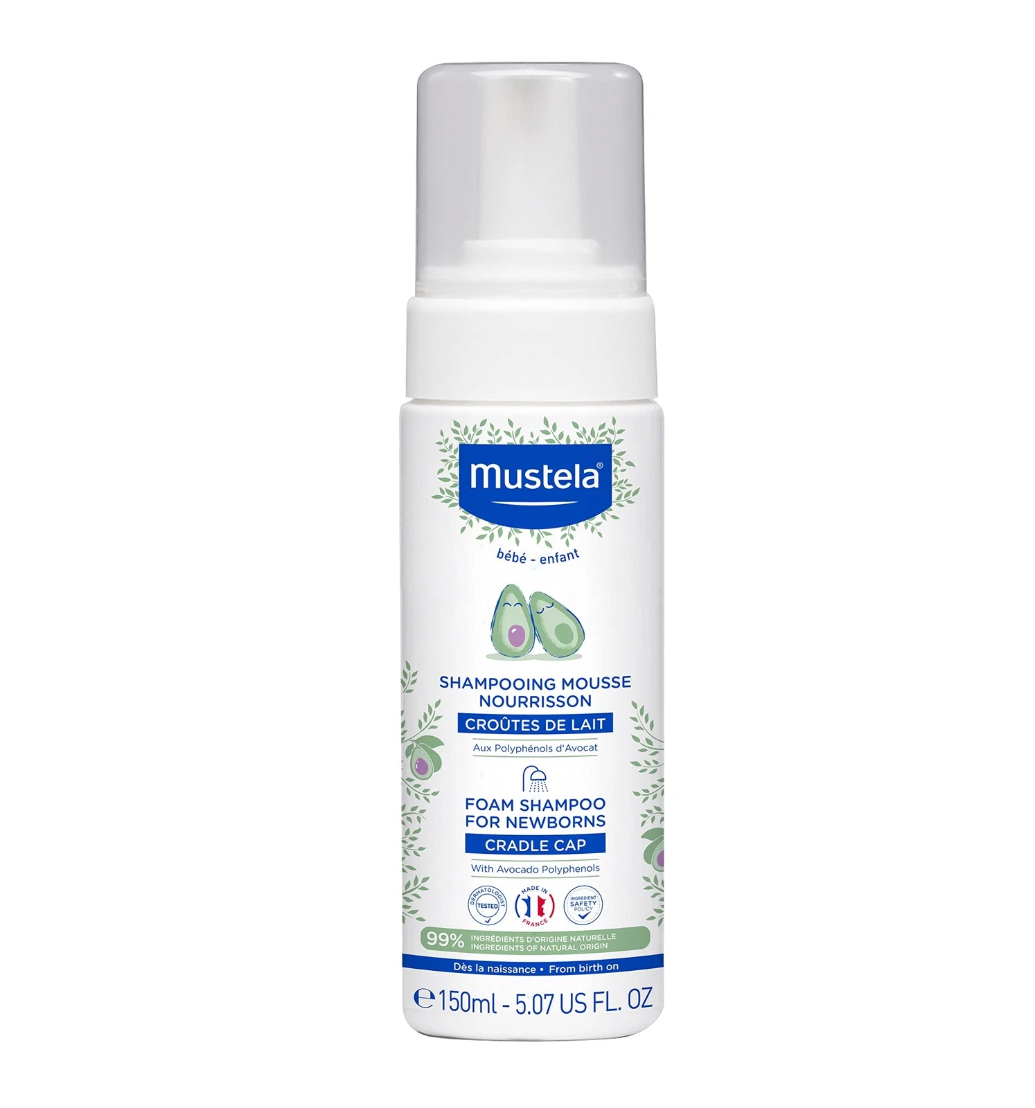 Mustela Cradle Cap Foam Shampoo for Newborn - Baby Shampoo with Naturally