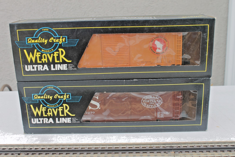 Weaver Ultra Line O Scale Spokane Portland and Seattle, GN Boxcar 2 Car Set NOS