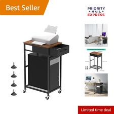 Compact Computer Tower Stand with Storage Drawer - Effortlessly Mobile Design