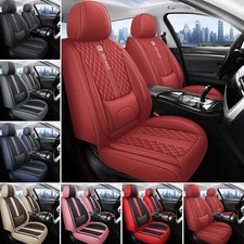 5-seats Car Seat Covers Nappa Leather Front Rear Cushion Full Set Universal