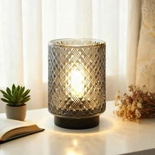 Battery Operated Lamp with Timer, Decorative Small Table Lamp, Glass Cordless...