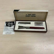Vintage DUO-FAST Pocket Stapler Pen Style Mini Stapler with Box & Staples