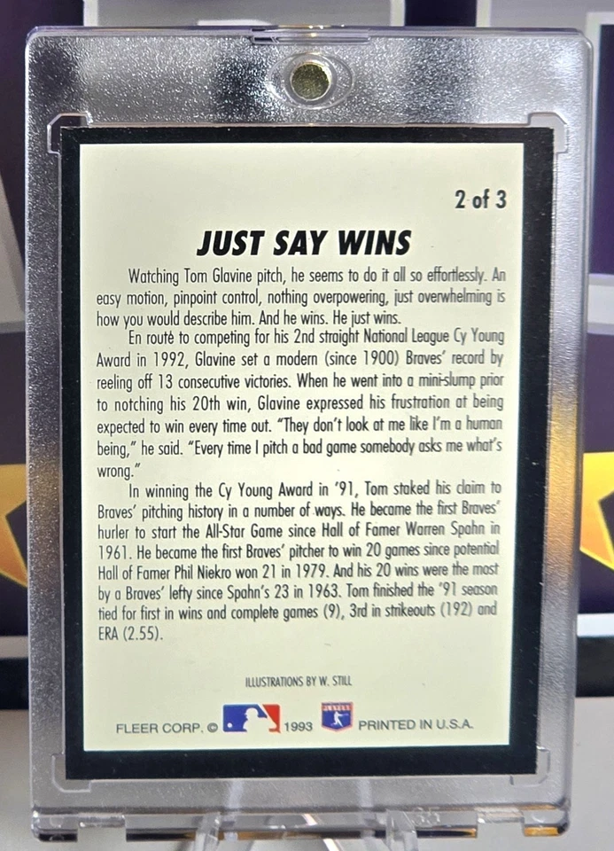 Fleer Tom Glavine Pro Visions 1993 #2 de 3 Just Say Wins RARO SP Atlanta Braves Foto 2 de 2