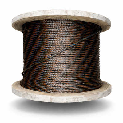 1/2'' x 250' Wire Rope 6x19 IWRC Steel Core Crane Cable 5320 lb WLL