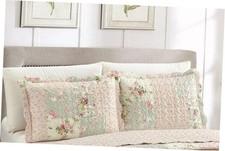 Traditional Rose and Sage Patchwork Pillowshams Set, 20 x 26 inches Pink