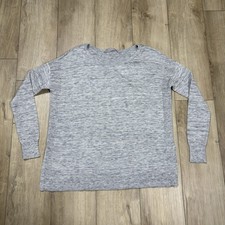 Athleta Sweater XS Grey Heathered Long Sleeve Crew Neck Side Slits