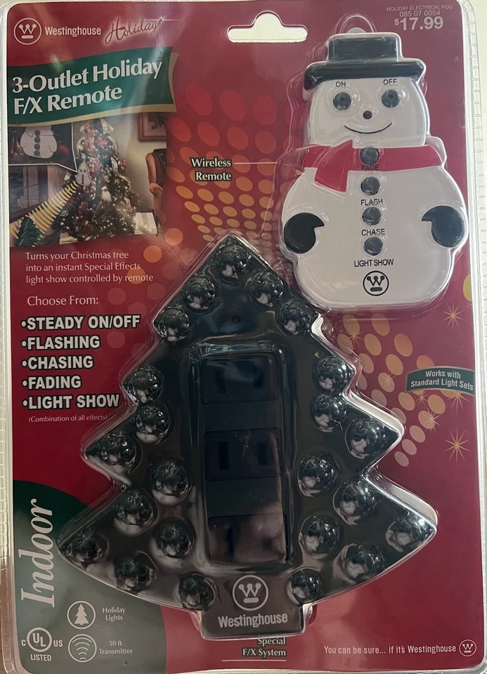 Westinghouse Holiday 3 salidas con cadena de iluminación interior remota de 5 F/X con control remoto Nuevo de Lote Antiguo Foto 4 de 4