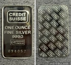 Rare Vintage Credit Suisse Silver Bar .999 Fine 1 Troy OZ